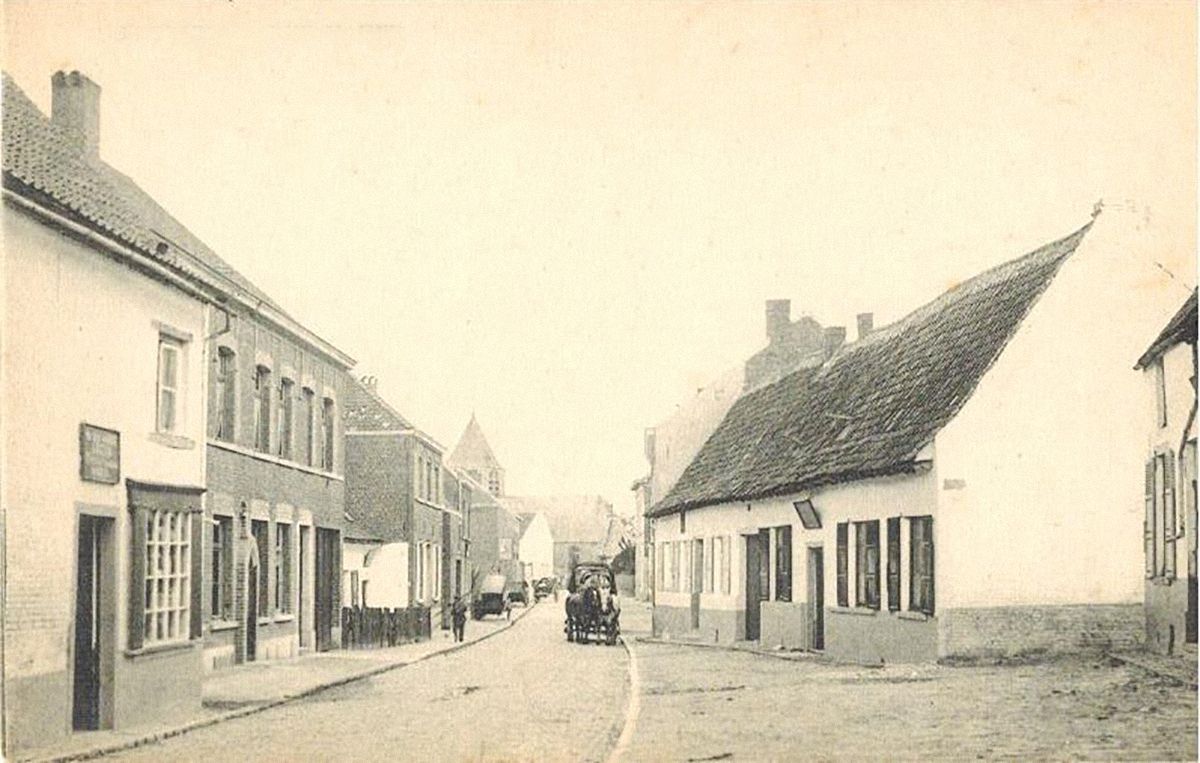 The Hoogstraat in the village centre of Beersel, late 1800's.
